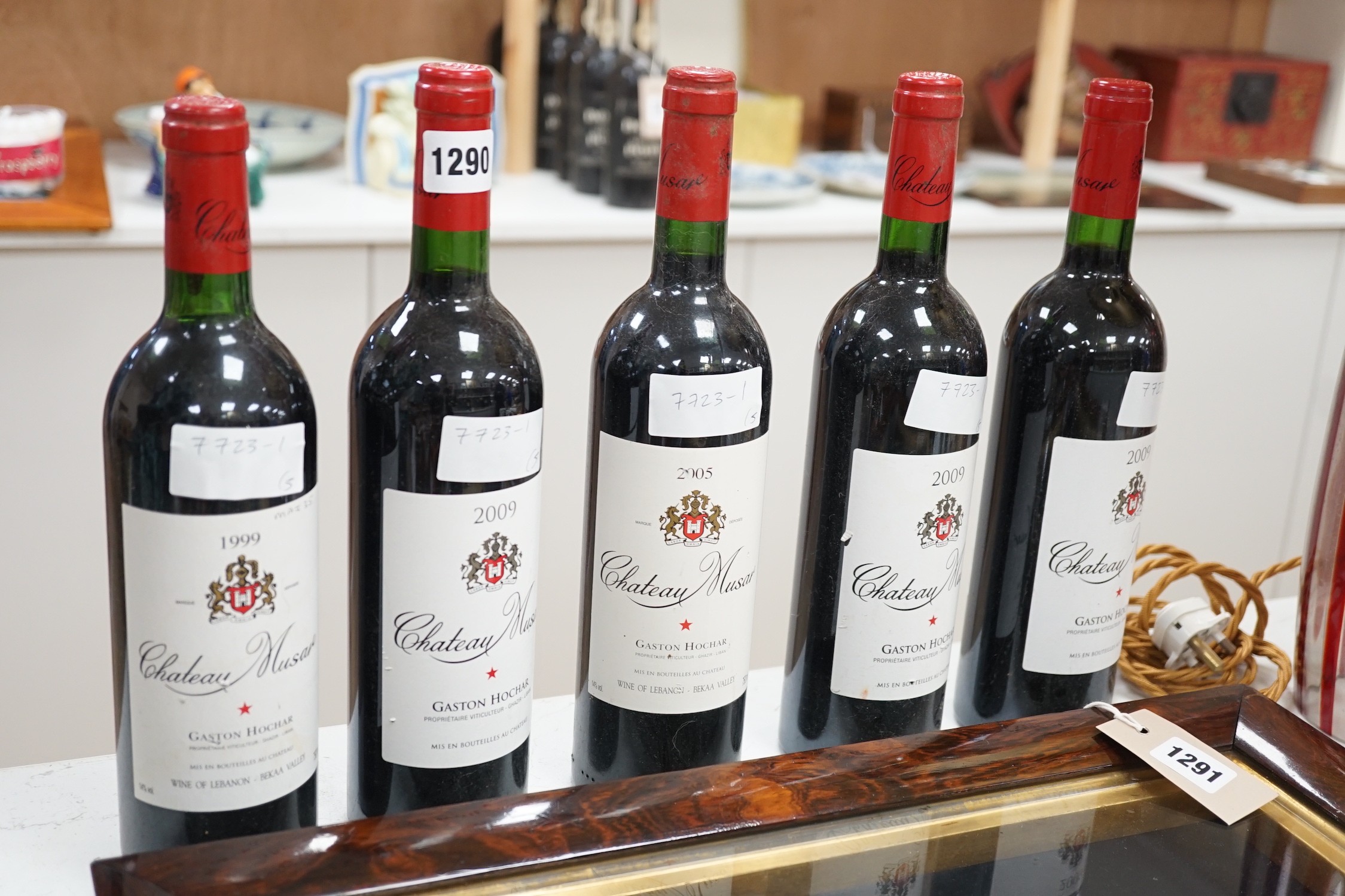 One bottle of Chateau Musar 2005 and four bottles of Chateau Musar 2009